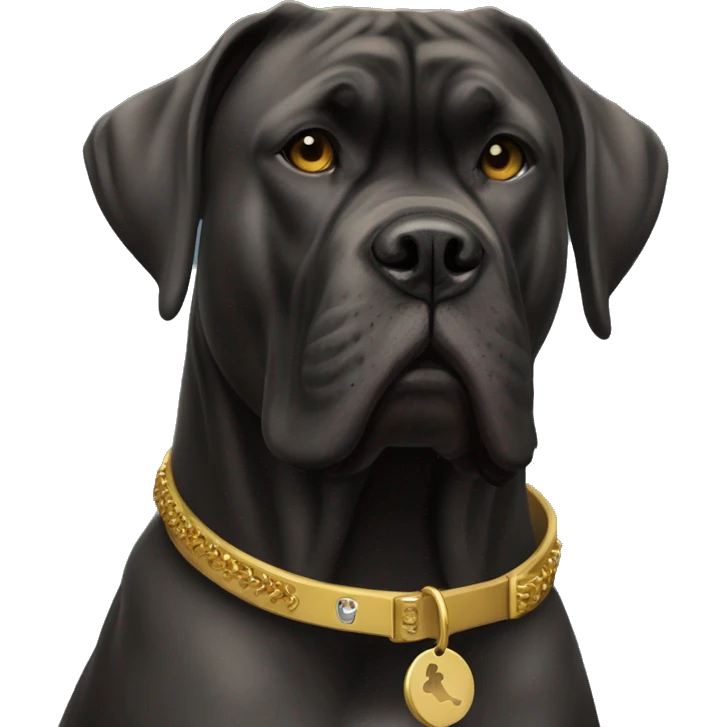 Cane Corso with gold dog collar and zaza  emoji