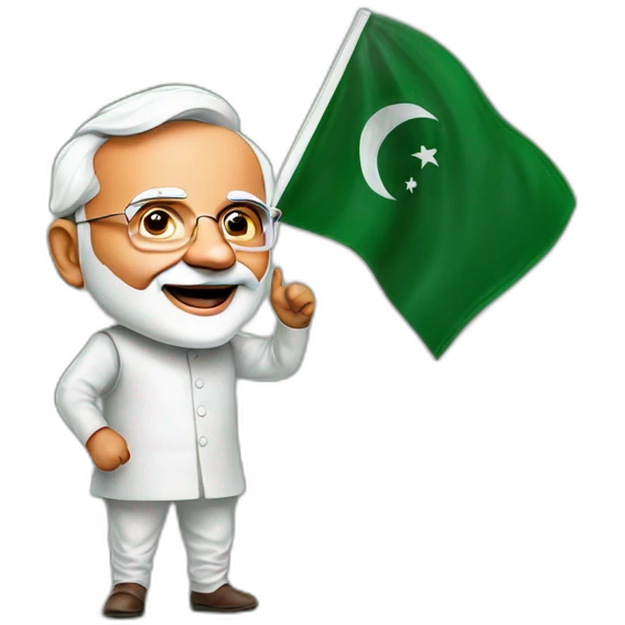 hyper realistic narendra modi waving pakistan flag emoji