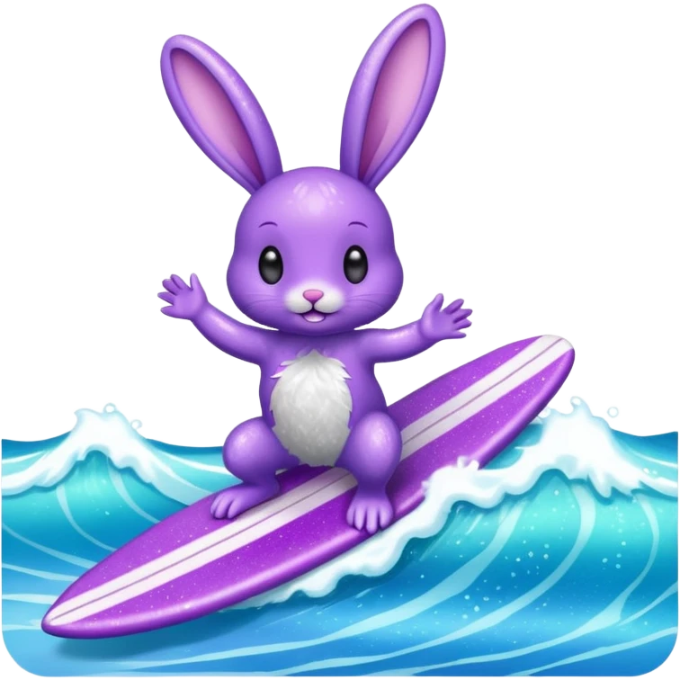 glitter purple cian bunny surf emoji
