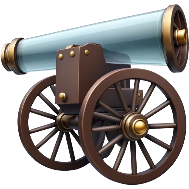 a cannon made of glass, transparent, fragile emoji