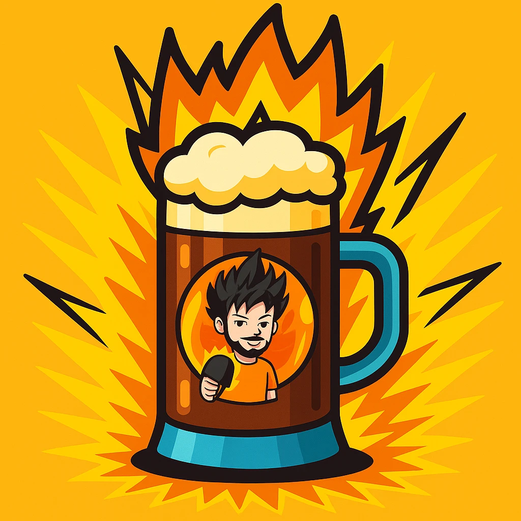 Füge das angegebene Logo mittig auf das Goaßmaß-Glas ein, ohne die dramatische Anime-Aura zu verdecken. Stil: Vibrant Toon. emoji
