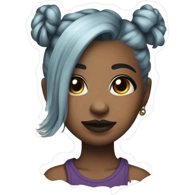 Tattooed girl with space buns and side bang emoji