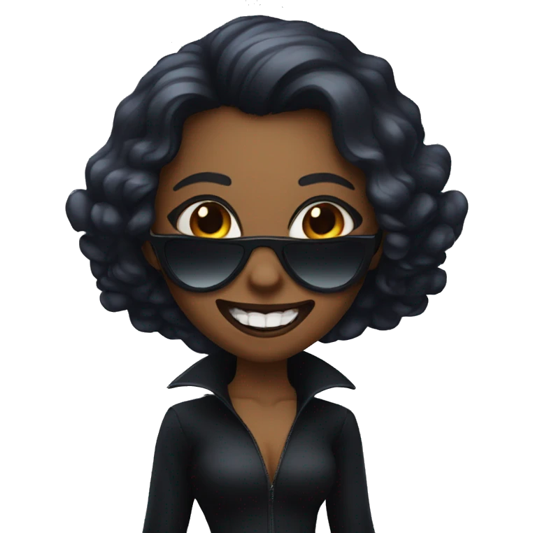girl vampire with dark sunglasses showing her fangs emoji