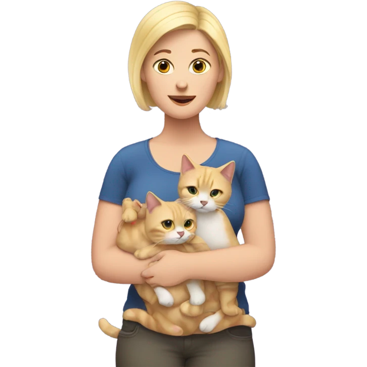 Fat blonde woman with 2 cats emoji