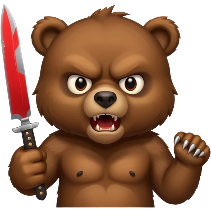 Angry bear with knife emoji