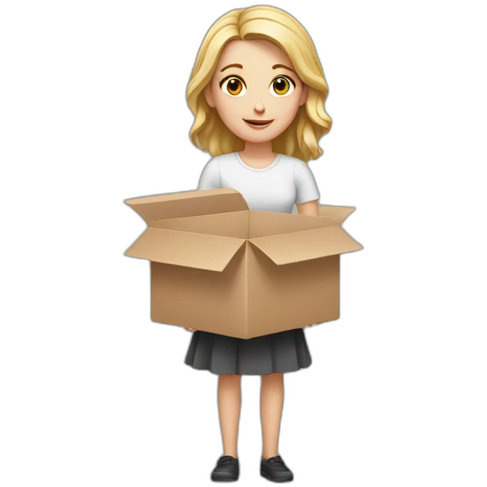 White girl holding boxes emoji