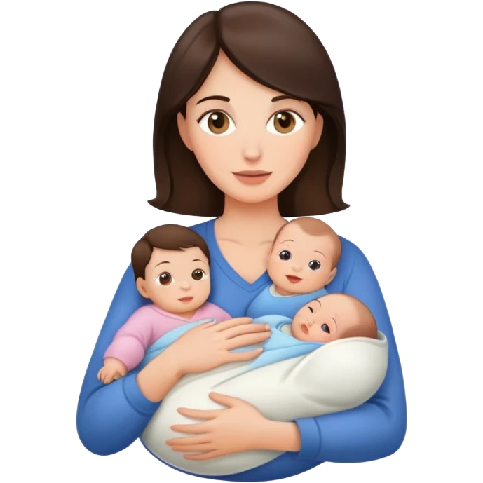 Brunette Mom holding newborn emoji