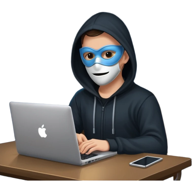 hacker with mask using laptop emoji