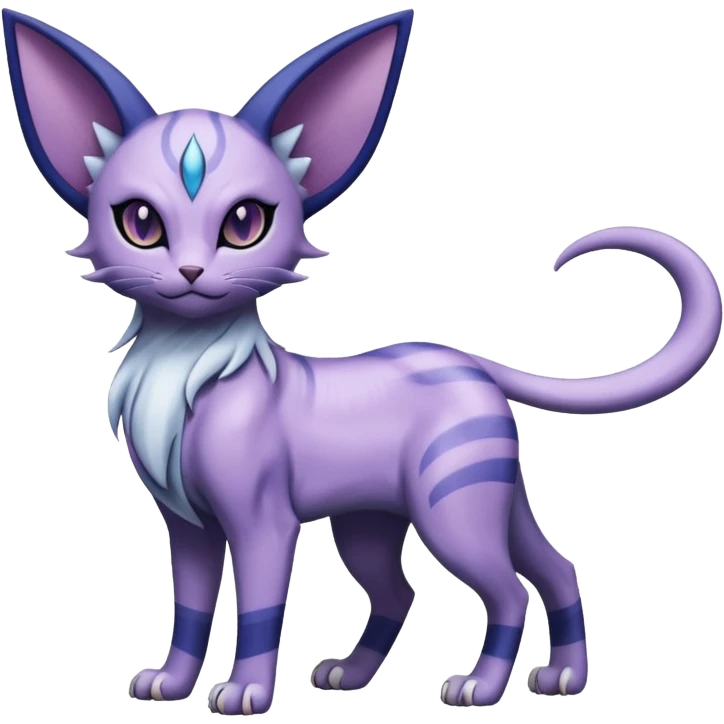 Dusky Purple-Navy Velvet-Coated Shadow-Striated Elegant Feline Absol-Espeon-hybrid-creature (full body) emoji