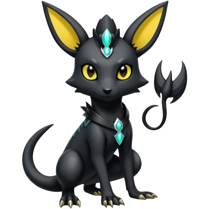 Shiny Dark Edgy Gothic Gloomy Futuristic Salandit-Umbreon-Shaymin-Anubis-Hybrid (Full body) emoji