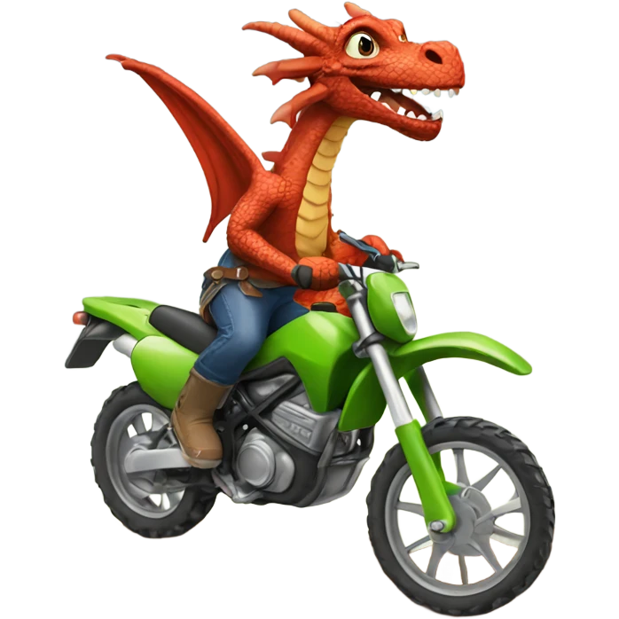 Dragon riding dirt bike emoji