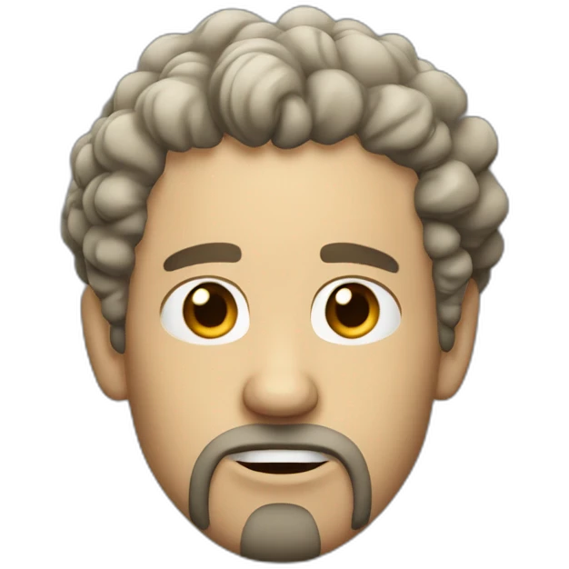  30-year-old white man with curly hair with black tendrils, goatee, disgusted attitude emoji