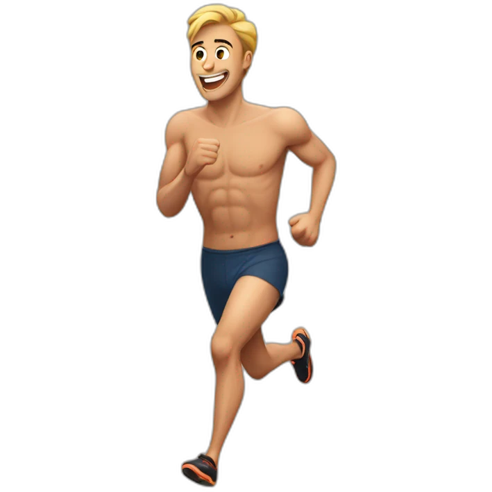 Guy shirtless running a race emoji