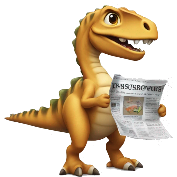 dinasour with a newspaper emoji