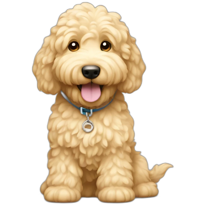 Golden doodle (light cream colored) with more of a waving coat emoji