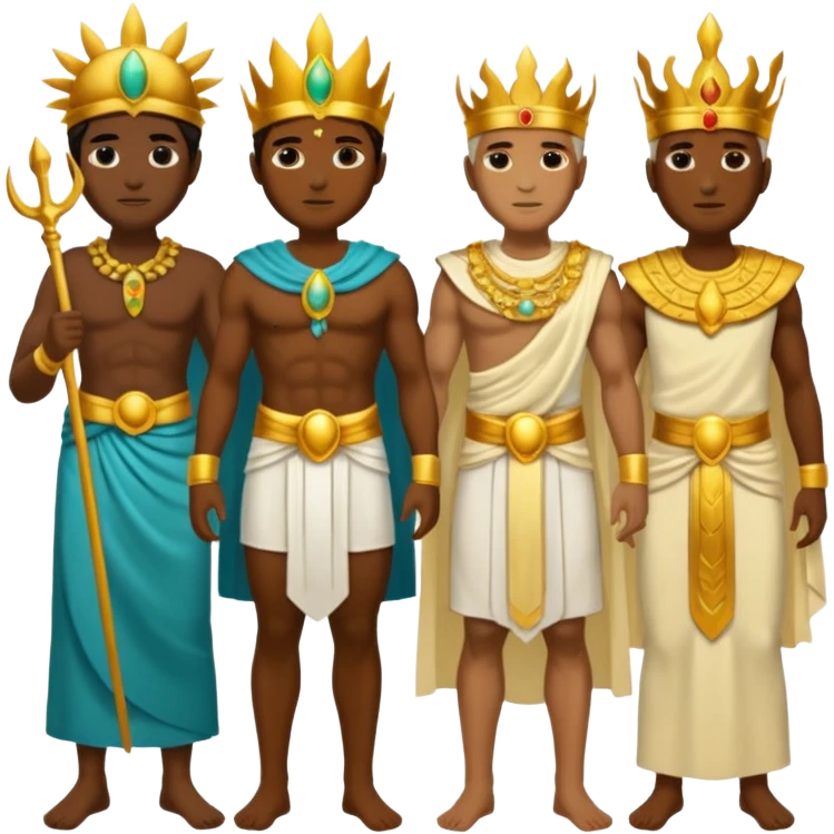 divine synergy between earth God, sun God, sea God and Death God emoji