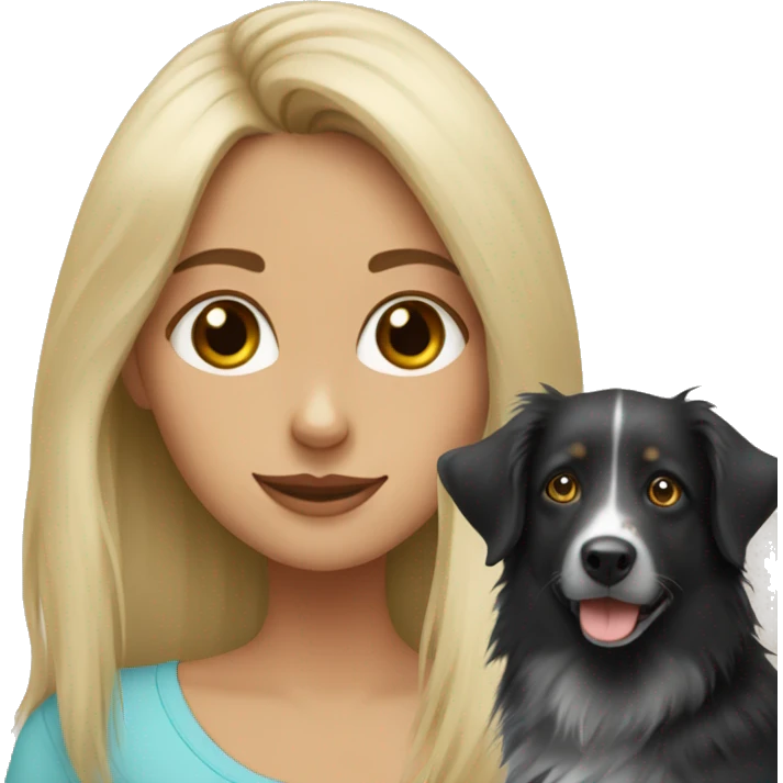 Blonde girl with black Australian shepherd emoji