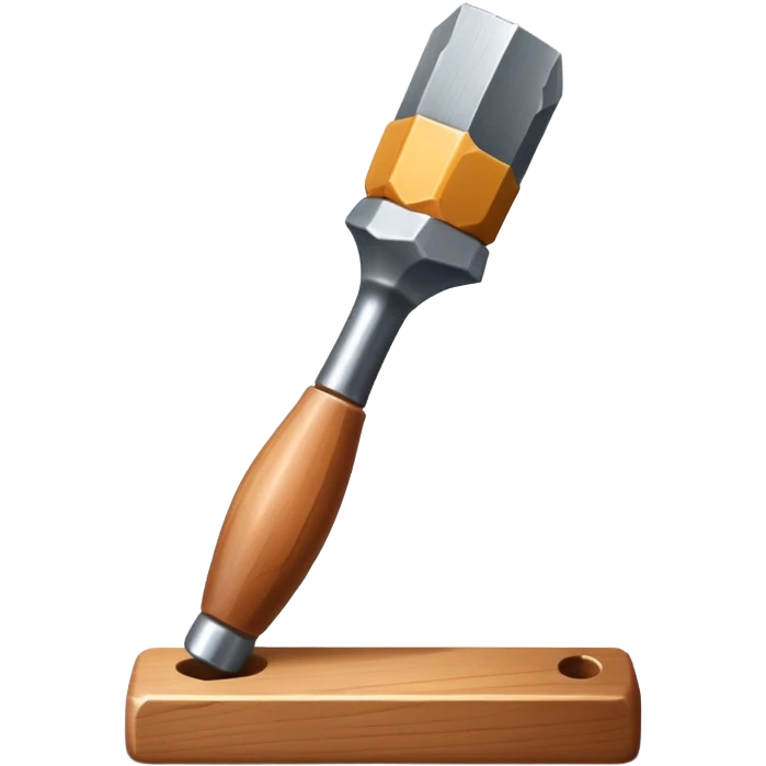 sculpture chisel tool object icon, sharp metal chisel, wooden handle, 3D cartoon, mobile game icon style, centered, clean background, soft shadow, no text, no watermark
  emoji