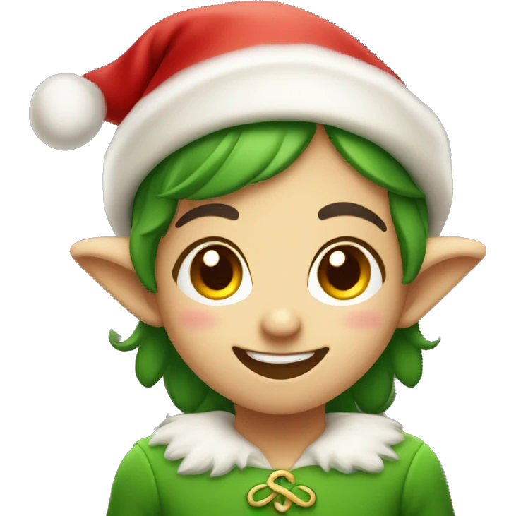 Cute little Christmas elf smiling and blushing  emoji