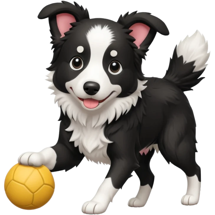 border collie playing with a toy emoji