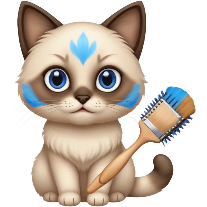 cute siamese cat, hair brush emoji
