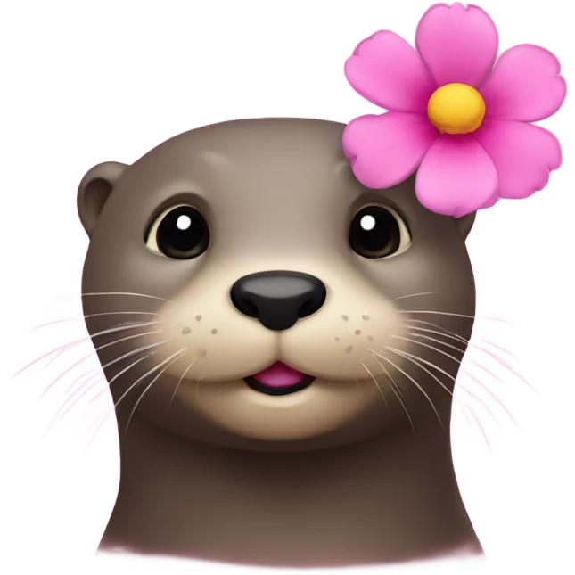 Otter with a pink flower emoji