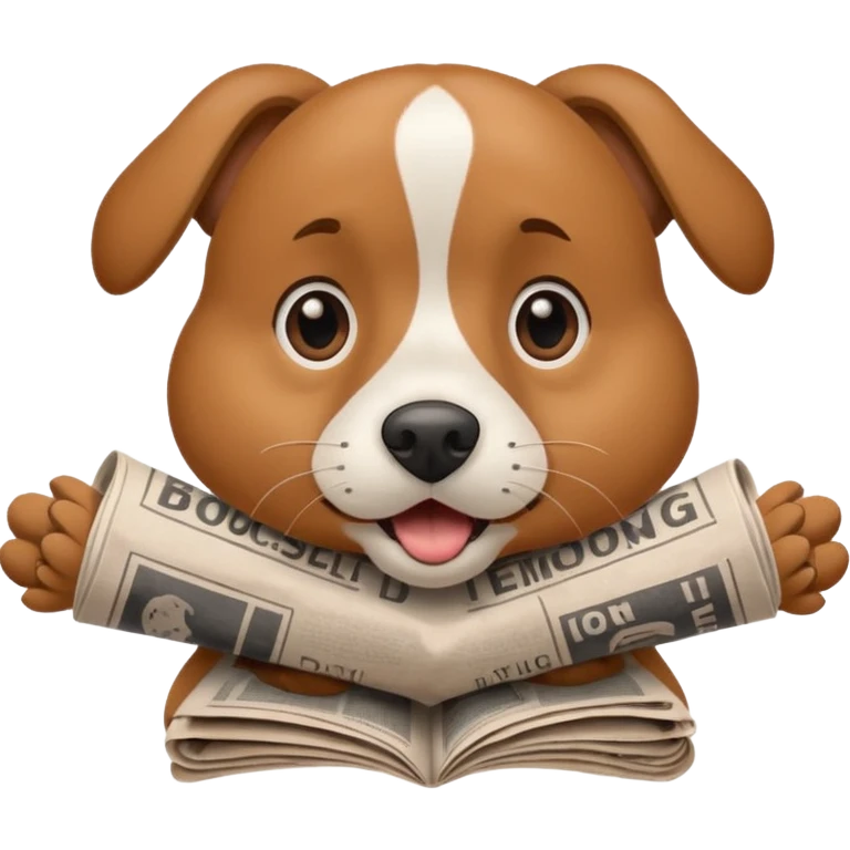 Friendly dog getting bopped on the nose by a newspaper. emoji