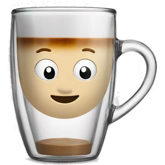 latte mug with the inscription on the glass “VIKS” emoji