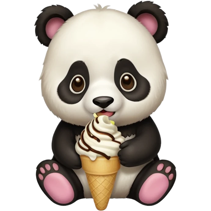 Panda eating ice cream emoji
