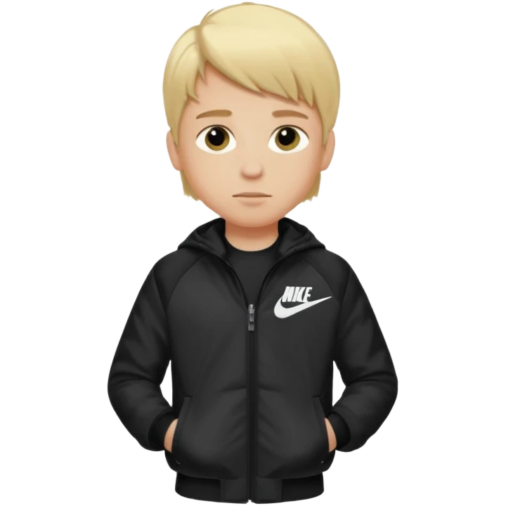 A boy with blond hair wearing a Nike jacket emoji