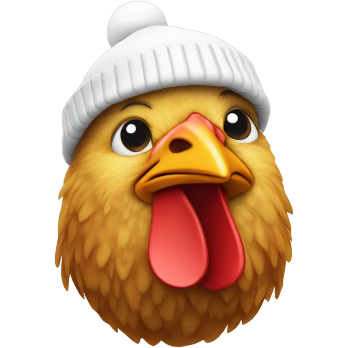 chicken with a red bobble hat on emoji
