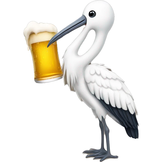 A stork drinking beer emoji