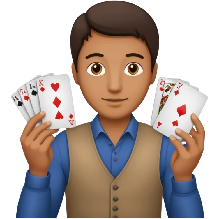 A Man holding 6 in one hand, 7 in the other Hand.  emoji