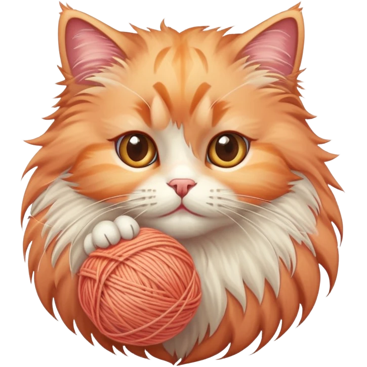 peach fluffy cat playing with a ball of thread emoji