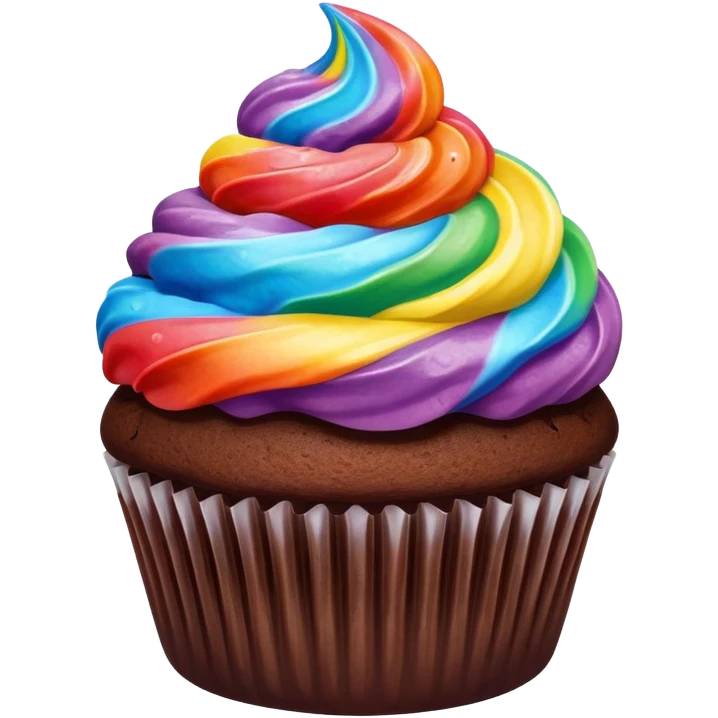 Chocolate cupcake with rainbow icing  emoji