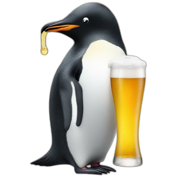 penguin drinks beer emoji
