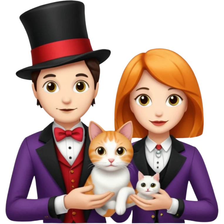 magician couple and their pet cat emoji