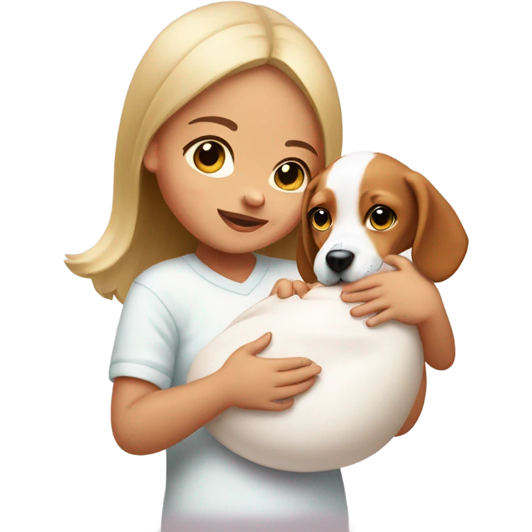 new born baby girl white holding beagle emoji