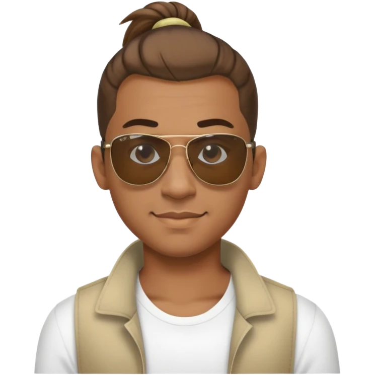 Light brown skin man with Ponytail hair and Rayban sunglasses emoji
