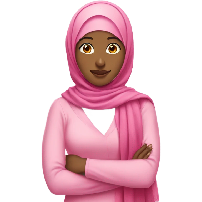 The girl wearing the pink hijab uses ribbon on her hijab with  emoji