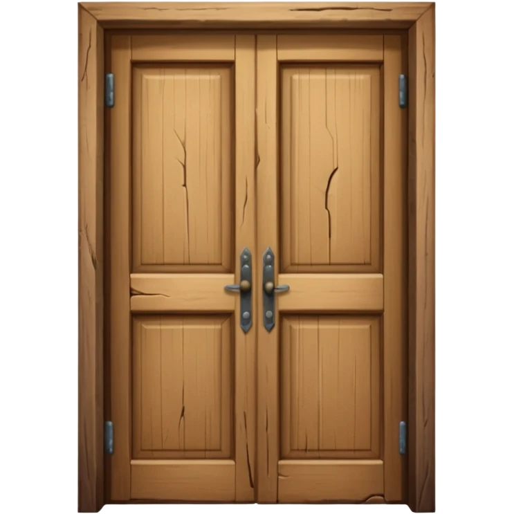 a wooden door that is wide open. The door frame is simple and matches the wood tone of the door. emoji