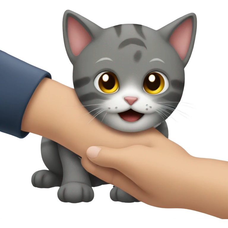 cat biting a person emoji
