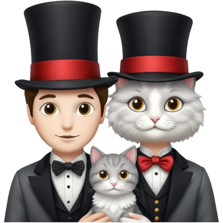 magician couple and their pet cat emoji