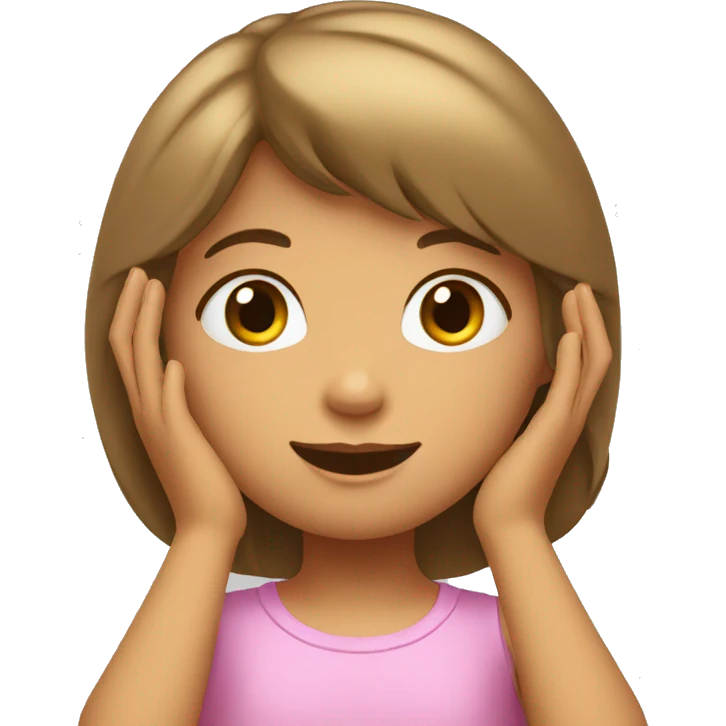 little girl with her hands above her head, her face conveying wonder emoji