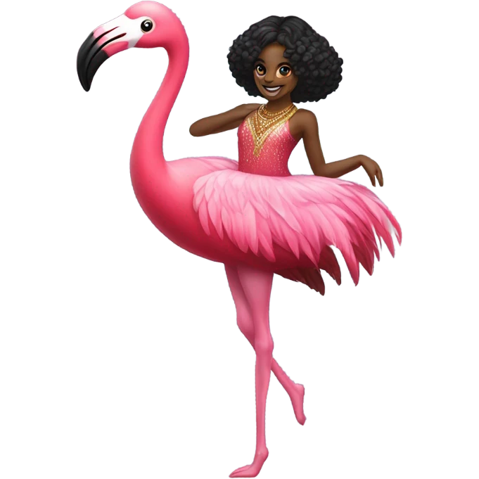 Black haired flamingo dancer emoji