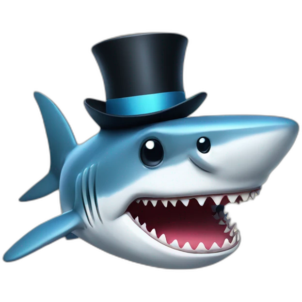 Shark with a top hat emoji