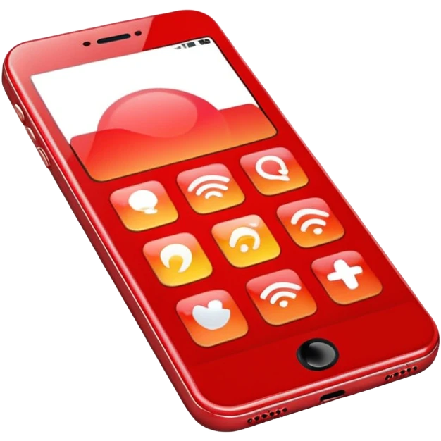 mobile phone, vibrant red color #ff0039 emoji