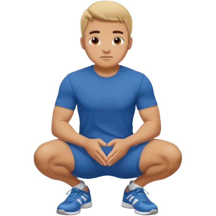 A regular man squatting with his hands on his knees emoji