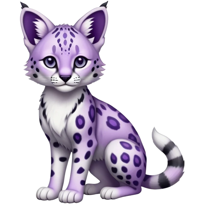 Epic Edgy Cute Black White Purple ethereal Serval-Snow-Leopard-Bobcat-Fionbri full body emoji