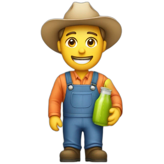 male farmer with hat and juice bottle emoji